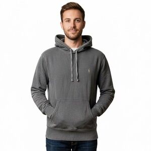 Polo Ralph Lauren Charcoal Grey Lightweight Spring Fall Long Sleeve Hoodie Small